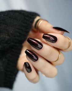 25 Dazzling Black Nail Designs to Try: Gothic Glam - 160grams Witch Nails Gel, Nail Art October, Black Smokey Nails Acrylic, Dark Fall Almond Nails, Fall Grunge Nails, Dark Nails With Design, Black Brown Nails, Brown Black Nails, Witch Inspired Nails