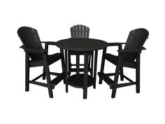 three chairs and a table are shown in this 3d image, with one chair at the end