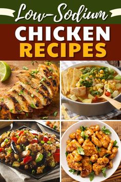 chicken recipes with text overlay that reads low - soltiann chicken recipe collage