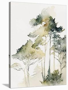 watercolor painting of trees with white background