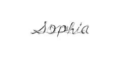 the word sophia is written in cursive writing on a white background