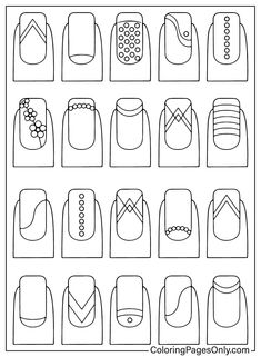 Nail Art Designs Practice Sheet, Printable Nail Art Templates Free, Nail Stencil Designs, Free Printable Acrylic Nail Practice Sheet, Nail Outline Drawing, Nail Art Drawing Sketch, Free Printable Nail Art Practice Sheet, Nail Art Practice Template, Nail Template Free Printable