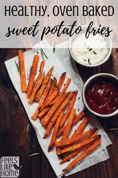 baked sweet potato fries with ketchup and mayonnaise for dipping on the side