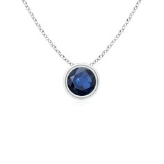 This classic solitaire sapphire pendant's beautiful design makes the center stone appear like it's floating on the chain. The radiant blue gem is secured in a bezel setting. Crafted in 18k white gold, this round sapphire pendant is simple yet gorgeous. Round Sapphire, Sapphire Solitaire, Sapphire Pendant, Blue Gems, Solitaire Pendant, Bezel Setting, Blue Sapphire, Beautiful Design, Floating