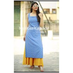 Sleevless Kurti Designs Latest Cotton, Sleevless Kurti Designs Latest, Suits Design Latest, Silk Kurti Designs, Kurta With Palazzo, Indian Kurti Designs, Designer Kurti Patterns