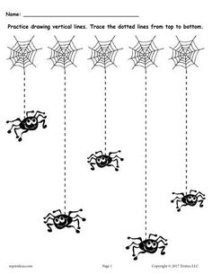 halloween worksheet for kids to practice counting and matching numbers with spider webs