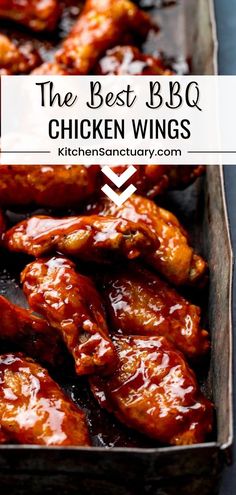 the best bbq chicken wings recipe is in a baking pan and ready to be eaten