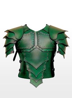 a green leather armor with metal rivets on the chest and shoulder, viewed from above