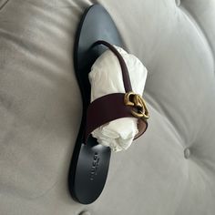 Brand New, Never Worn Gucci Flats, Bordeaux Color, Shoes Gucci, Gucci Shoes, Slippers, Size 6, Gucci, Women Shoes, Brand New