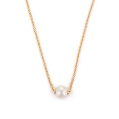 This is part of Chairish’s Fine Jewelry assortment.  Modern 5 Carat Single Pearl Chain Necklace in 18K Gold with round bead pearl. This stunning piece of jewelry instantly elevates a casual look or dressy outfit.  Pearl symbolizes purity, determination and perfection.  Designed with round pearl bead in a drill setting making a delicate necklace in solid gold settings. This is a perfect pearl necklace. It can be a Sisters Gift, Bridal Shower Gift, Valentine Gift, Gift For Sister, Mother Daughter Classic Round Pearl Necklace With Delicate Chain, Classic Akoya Pearl Necklace With Delicate Chain, Classic Pearl Necklace With Round Pendant And Delicate Chain, White Classic Pearl Necklace With Cable Chain, Formal Pearl Necklace With Cable Chain, Formal White Pearl Necklace With Cable Chain, Everyday Yellow Gold Pearl Chain Necklace, Elegant Gold Pearl Necklace With Cable Chain, Elegant Pearl Necklace With Cable Chain