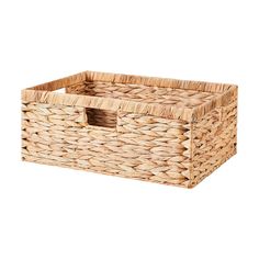 an empty wicker basket on a white background