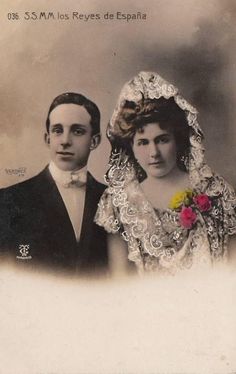 an old black and white photo of two people