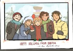 a group of people standing next to each other with the words happy holidays from brita