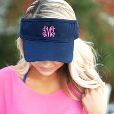 Navy Visor Adjustable Casual Visor For Golf, Casual Adjustable Visor For Golf, Adjustable Casual Golf Visor, Trendy Adjustable Baseball Cap Visor, Pink Visor With Uv Protection, Casual Pink Visor With Uv Protection, Uv Protection Visor, Casual Adjustable Visor Baseball Cap, Adjustable Pink Visor