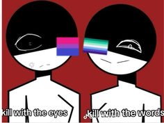 two people with different colored lines on their faces and one has an eye patch over the other's eyes