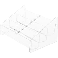 a clear acrylic display case with two dividers