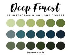 the deep forest instagram highlight cover is shown in various colors and sizes, including dark green