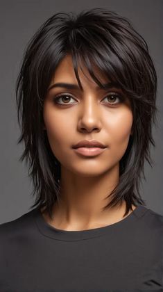 23 Discover Stunning Medium Shag Haircuts for All Hair Types Medium Length Shags, Short Shaggy Haircuts Straight Hair, Short Hair Trends 2024 Haircuts Women, Short Woman Haircut, Modern Shag Haircuts Short, Choppy Shag Haircut, Shag Without Bangs, Choppy Layers For Medium Hair, Modern Shag Haircuts Medium