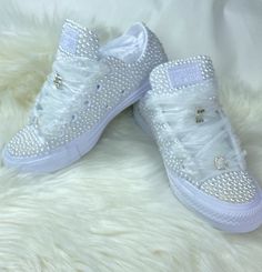 White Bling Wedding Shoes, Elegant Wedding Sneakers With Rhinestones, Elegant Embellished Sneakers For Wedding, Silver Sneakers For Wedding With Round Toe, Embellished White Wedding Shoes For Bridal Shower, White Low-top Wedding Shoes, Silver Lace-up Wedding Shoes, Wedding White Embellished Sneakers, Silver Lace-up Sneakers For Wedding