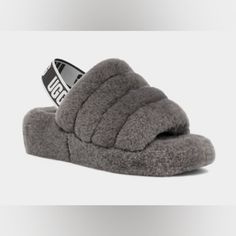 Never Worn! Cozy And Soft, Ugg Fluff Yeah Slippers In Charcoal Grey. Size 10. Fluff Yeah Slide, Ugg Coquette, Ugg Slides, Grey Slippers, Ugg Tasman Slippers, Fur Sandals, Sheepskin Slippers, Slide Slippers, Suede Slippers