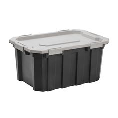 a large plastic storage box with wheels