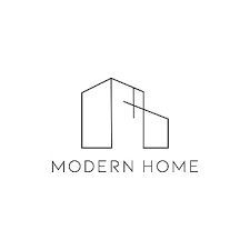 the modern home logo is shown in black and white, with an outline of a house