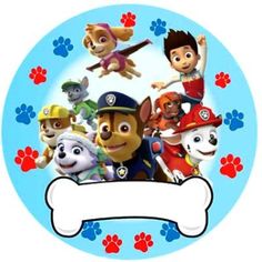 the paw patrol logo with dogs and bones on it's blue circle sticker