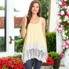 Introducing the Catalina Embroidered Sleeveless Tunic, a versatile piece that effortlessly combines elegance with casual chic. This floral tunic features delicate embroidery and lace details, making it perfect for both standalone wear and layering under other garments. Sleeveless Lace Tank Top With Lace Patchwork, Chic Spring Tank Top With Lace Patchwork, Chic Summer Lace Top With Contrast Lace, Spring Sleeveless Tank Top With Contrast Lace, Sleeveless Tank Top With Contrast Lace For Spring, Summer Sleeveless Tank Top With Contrast Lace, Delicate Lace Tank Top For Spring, Sleeveless Tops With Delicate Lace For Spring, Sleeveless Delicate Lace Tops For Spring