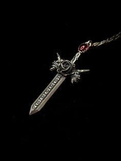 Fantasy style sword pendant, it is reversible with a rose as a guard on one side and a garnet stone on the other, it also has another garnet stone as a knob🥀 You can order it with the combination of stones you prefer, send me a message to see availability. *Measurement: 5.1cm long *Material: 950 Sterling Silver *Hand polished to make each piece unique. *Weight: Approximately 8 grams *Does not include chain Gothic Stainless Steel Pendant Necklace, Black Dagger Necklace, Chain Neckless, Dager Necklace, Blade Necklace, Gothic Stainless Steel Nickel-free Necklace, Fantasy Style, Garnet Stone, A Rose