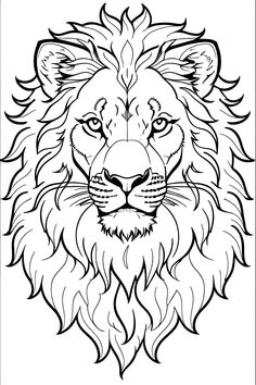 a black and white lion face