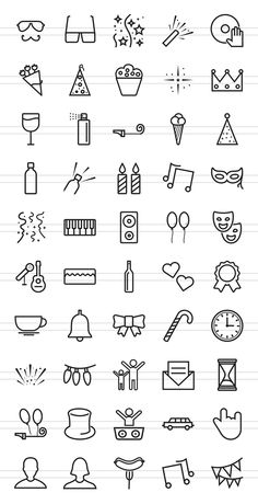 the icons are drawn on lined paper and have been placed in different positions to be used for