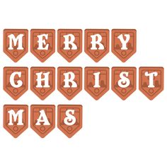 the words merry christmas spelled in red and white