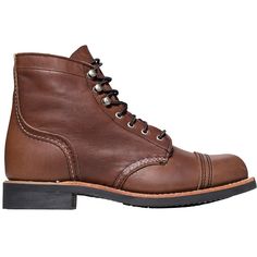 Red Wing Heritage Iron Ranger Boot - Women's Chukka Boots With Reinforced Toe For Walking, Brown Reinforced Toe Ankle Boots, Classic Ankle Hiking Boots With Reinforced Toe, Brown Ankle Boots With Reinforced Toe, Brown Moc Toe Boots With Reinforced Heel, Brown Moc Toe Combat Boots With Leather Sole, Brown Vibram Sole Boots With Snip Toe, Leather Steel Toe Work Boots For Walking, Classic Steel Toe Boots For Walking