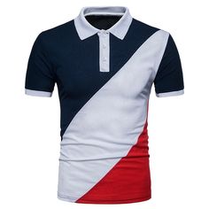 Diagonal Stripe Color Block T-shirt - Dark Slate Blue - 3471270422 - Men's Clothing  #MensClothing #Men's #Clothing Sporty Polo Collar T-shirt For Summer, Fitted Blue Color Block T-shirt, Summer Polo Collar T-shirt With Graphic Print, Fitted Navy Polo Shirt For Summer, Casual Blue Color Block T-shirt, Fitted Navy Color Block Tops, Casual Blue Color Block Shirt, Fitted Blue Color Block Shirt, Casual Fitted Color Block T-shirt