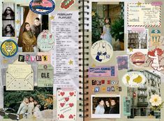 an open scrapbook with many pictures and words