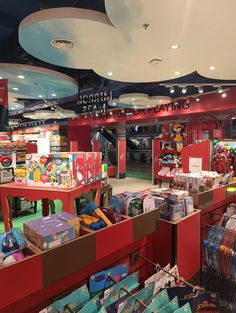 the inside of a children's toy store with toys and other items on display