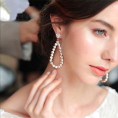 1 Sets Earrings For Women Classical Large Drop Earrings Bride Teardrop Shape Crystal Earrings Women Rhinestone Dangle Wedding Earring Jewelry Beaded Wedding Veils, Gold Teardrop Earrings, Backdrop Necklace, Large Drop Earrings, Earrings Bride, Backdrops Necklace, Wedding Earring, Bridal Earrings Drop, Princess Tiara