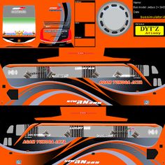 an orange and black graphic design for a bus