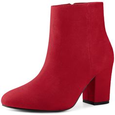 This is a cue for you to indulge in our elegant pair of ankle boots that are sure to become your favorite. Their design element is what makes them stand out. Chunky Heels Ankle Booties; Side Zip; Round Toe; Vamp: Faux Suede; Outsole: Rubber; Heel: ABS; Heel Height: 3 1/8 inches; Shaft Height: 4 3/4 inches. High Heels Ankle Boots, Burgundy Boots Ankle, Block High Heels, Chunky Heel Ankle Boots, Ankle Boots For Women, Buckle Ankle Boots, Womens Stilettos, Shoes Boots Ankle, Block Heel Ankle Boots