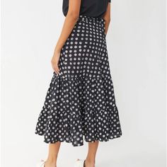 This Is A Brand Nwt Matta Cotton Wrap Skirt M/L. Black And White Polka Dots- So Beautiful! Completely Sold Out In This Color On The Site! Black Cotton Midi Bottoms, Black Cotton Midi-length Bottoms, Black Midi Length Bottoms For Summer, Black Cotton Skirt For Day Out, Black Gathered Skirt For Vacation, Black Midi Length Gathered Skirt, Black Gathered Skirt For Day Out, Casual Black Midi Maxi Skirt, Black Midi Skirt For Day Out