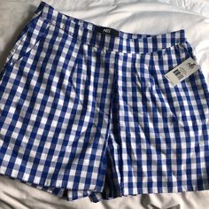 Abs Allen Schwartz Gingham Skort In Blue With Tags, Side Pockets And Lined Skort Summer High Waist Gingham Shorts, Preppy Gingham Bottoms For Summer, Preppy Summer Shorts For Picnic, Preppy Summer Bottoms For Picnic, Preppy Gingham Cotton Bottoms, Preppy Spring Shorts For Picnic, Preppy Blue Summer Shorts, Gingham Bottoms With Built-in Shorts, Summer Gingham High-waisted Shorts