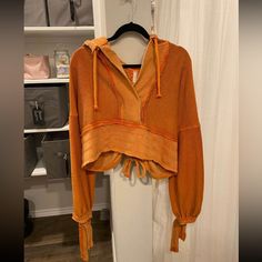 Nwt Fp Hoodie - Size Small Orange Free People Jacket, Comfy Hoodies Free People, Free People Jacket, Summer Attire, Free People Tops, Cropped Hoodie, Free People, Jackets & Coats, Jackets For Women