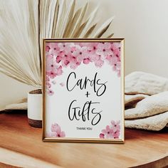 Floral Cards and Gifts Sign | Printable 8x10 Pink Blossom Theme | Perfect for Weddings, Bridal Showers, Baby Showers, Birthdays, and Events Favor Sign Ideas, Cards And Gifts Table, Cherry Blossom Theme, Gift Table Wedding, Gifts Table, Cards And Gifts Sign, Signing Table Wedding, Favors Sign, Gift Table