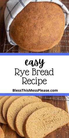 easy rye bread recipe with text overlay