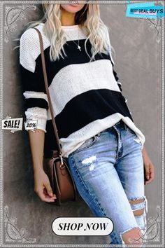 Long Sleeve Stripe Knitted Sweater Casual Striped Long Sleeve Sweater, Casual Black Knitted Sweater, Striped Crew Neck Knit Top For Fall, Striped Long Sleeve Knit Top For Fall, Casual Striped Crew Neck Outerwear, Black Casual Sweater For Fall, Casual Long Sleeve Textured Knit Sweater, Casual Striped Knit Top, Casual Striped Knit Top For Fall