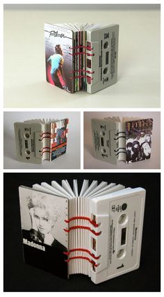 an open book that is made to look like a cassette album with the pages cut out