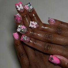 Long Acrylic Nails Birthday Set Pink, Nails Birthday Set, Extendo Nails Pink, Acrylic Nails Birthday, Xl Long Acrylic Nails Pink, Birthday Nails Long Bling Pink, Pink Libra Birthday Nails, Nails Birthday, Kids Nail Designs