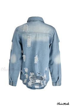 Olivia Mark - Classic Light Blue Denim Jacket with Distressed Turndown Collar and Long Sleeves Ripped Top, Light Blue Fashion, Blue Denim Jacket, Denim Jacket Men, Turndown Collar, Light Blue Denim, Cardigan Tops, Blue Fashion, Deep Blue