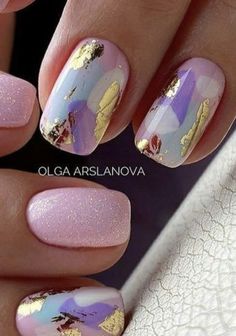 Manicure Nail Designs 2023, Nails Nail Art Designs 2023, Trendy Nail Designs 2023, Gelish Nails Designs, Purple Gel Nail Designs, Short Nail Designs 2023, Otoño Nails, Watercolor Nail Art, Foil Nail Designs