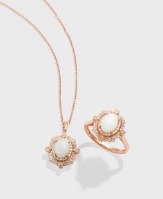 Engaging shine courtesy of Aurora by Effy. This majestic ring flaunts oval-cut opal (5/8 ct. t.w.) and round-cut diamonds (1/6 ct. t.w.) in 14k rose gold. Pandora Jewelry Necklace, Chanel Jewelry Necklace, 14k Rose Gold Jewelry, Oval Ring, Oval Rings, Jewelry Photography, Rose Gold Jewelry, Mens Gift Sets, Watch Necklace